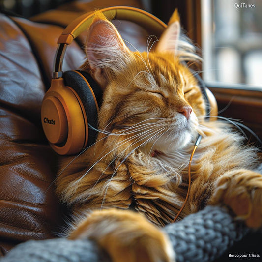 Un chat ecoute de la musique de chat pour se relaxer